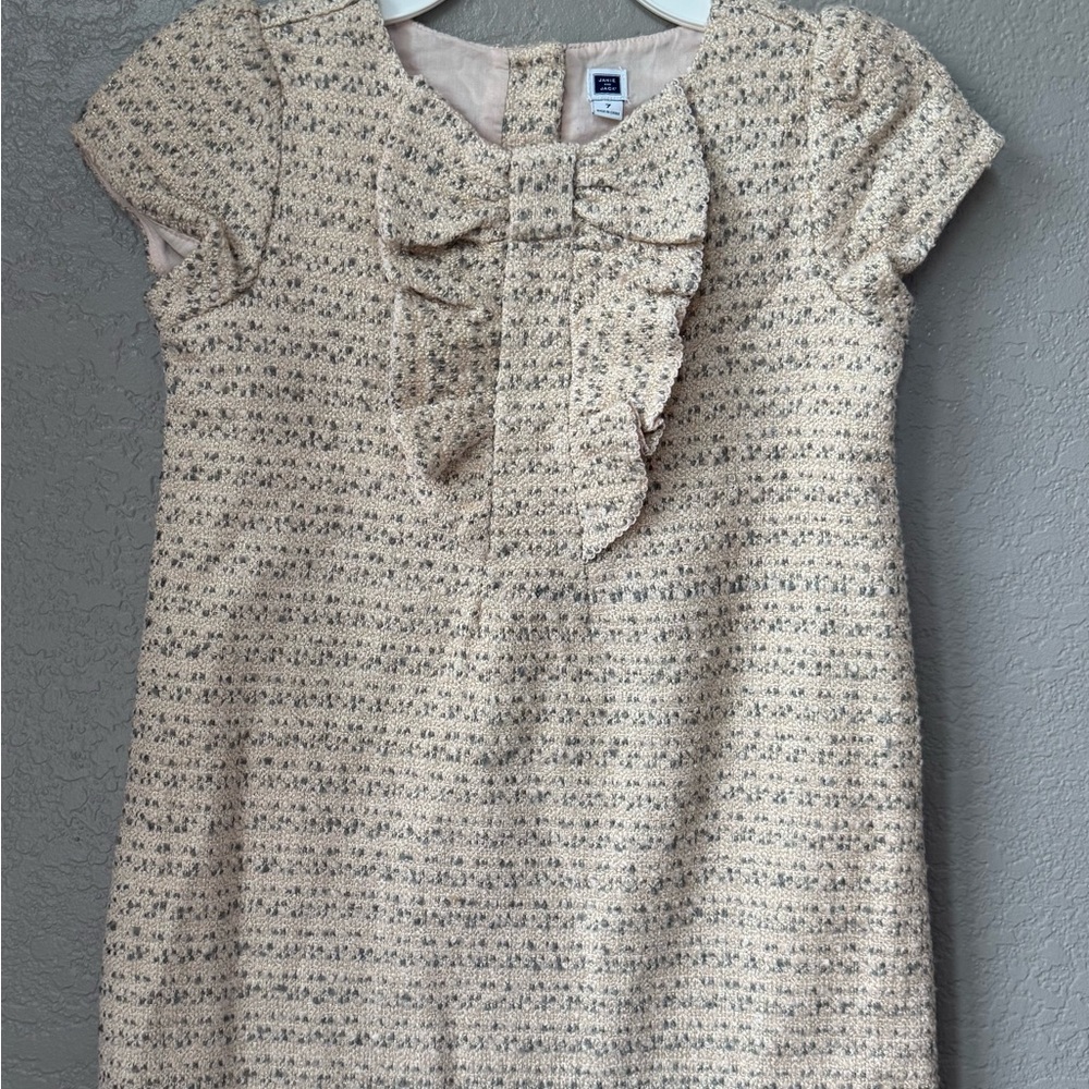 Janie and Jack Cream Tweed Dress with Bow